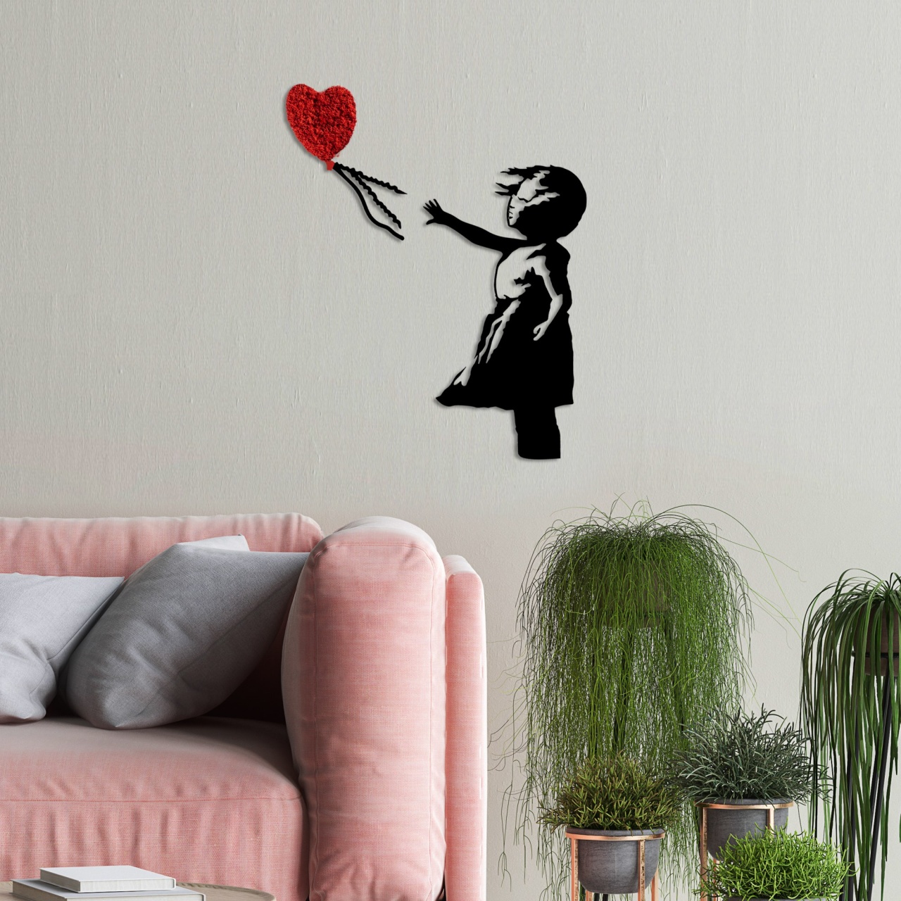 Tablou metalic Banksy Rosu 105x85 cm