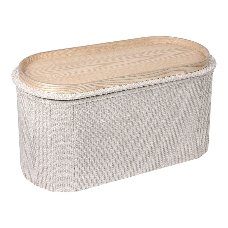 Taburet cu depozitare, Trebia, Pako, Crem 76x38x38 cm - 2