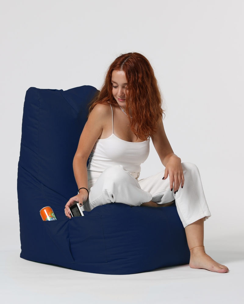 Taburet puf beanbag de gradina Diamond Albastru inchis
