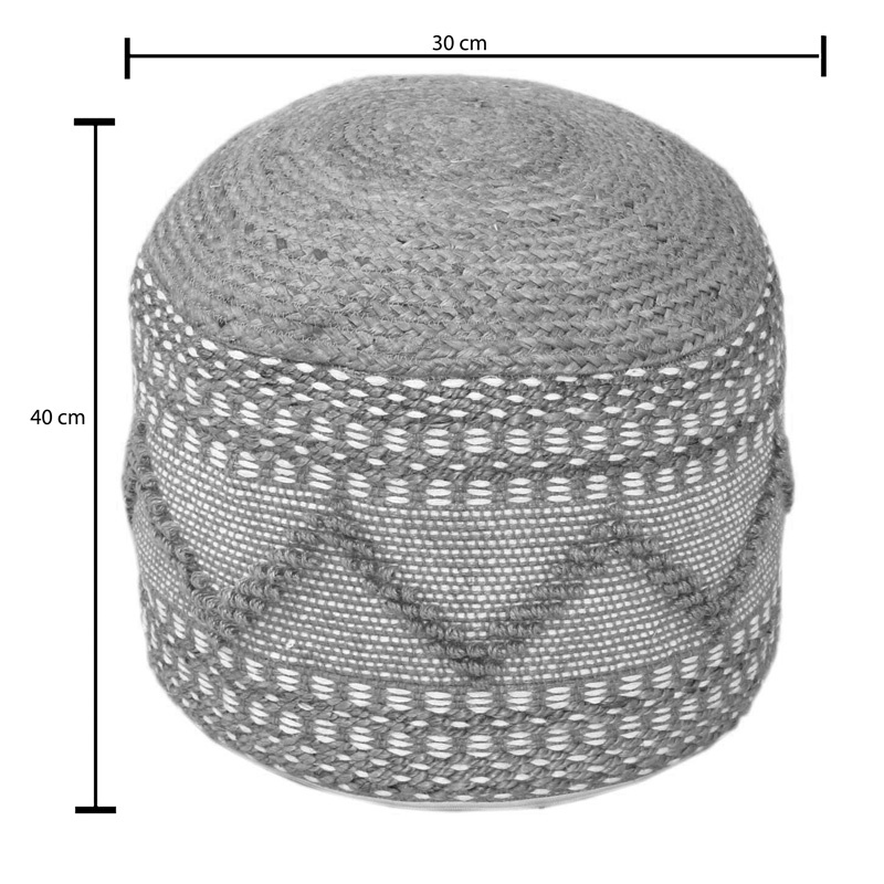 Taburet Puf Pallo Boho, Pako World, Iuta-Bumbac, Natural, 40x30 cm