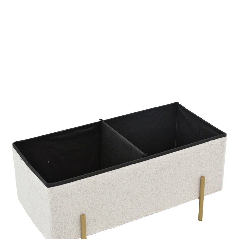 Taburet Ziwel cu capac teddy alb auriu 80x40x40 cm - 3 | YEO