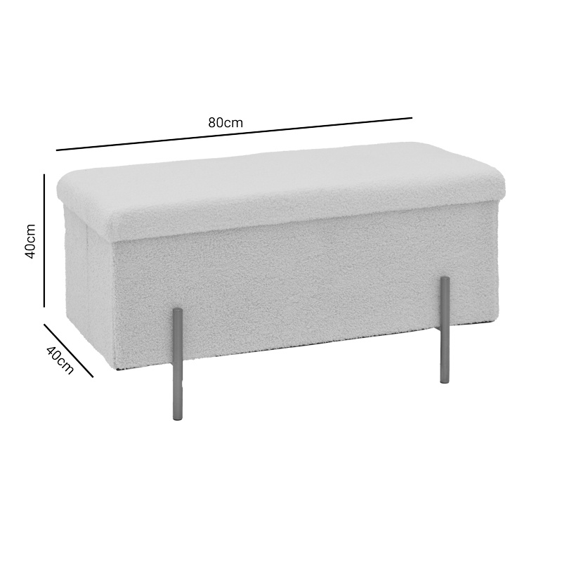 Taburet Ziwel cu capac teddy alb auriu 80x40x40 cm