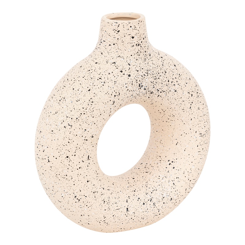 Vaza ceramica Circkly, Pako World, Alb-Negru, 27x9x30 cm