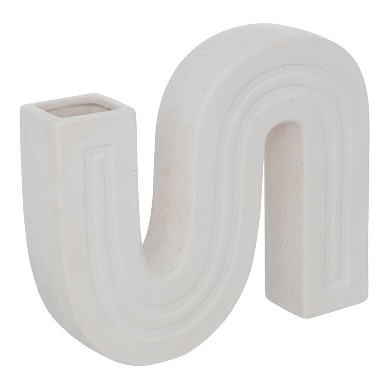 Vaza ceramica Snaky, Pako World, Alb, 25x5x21 cm