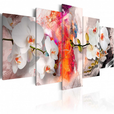 Tablou - Colorful background and orchids 200x100 cm