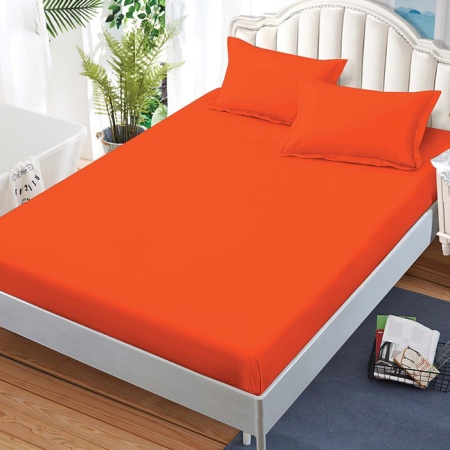 Cearsaf de pat cu elastic si 2 fete de perna Junne Orange 180x200 cm (Finet)