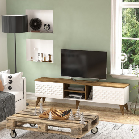 Comoda TV Egg Alb-Walnut