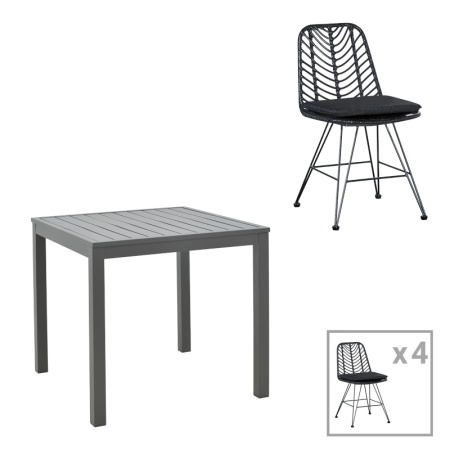 Set 5 mese Kliton-Naoki, Negru, 80x80x74 cm