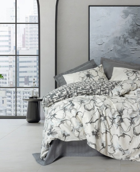 Lenjerie de 1 Persoana Hilaris Antracit (Bumbac 100%)