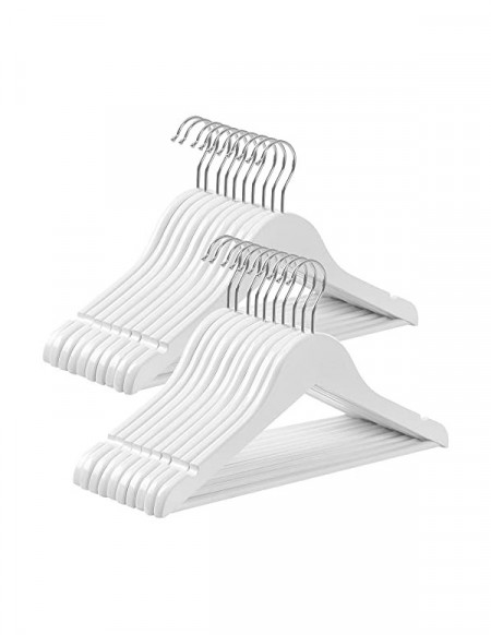 Set 20 umerase din lemn, Songmics, umerase din lemn solid, cârlig rotativ, CRW06W-20