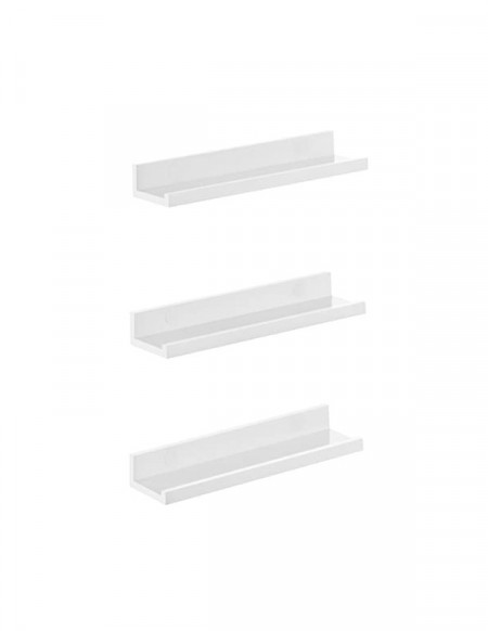 Set de 3 rafturi, Songmics, 38 x 10 cm, MDF, Alb, LWS38WT