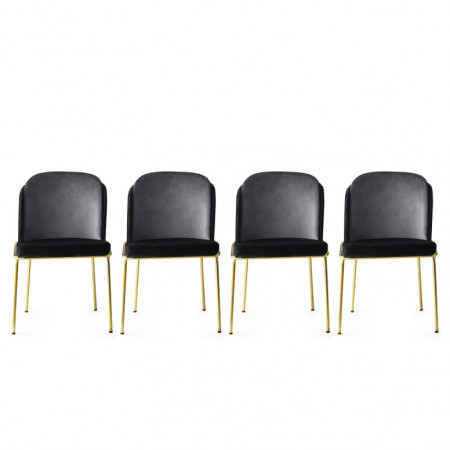 Set de 4 scaune Dore, Negru Auriu