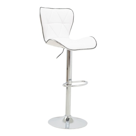 Scaun bar Jorine inaltime ajustabila piele ecologica PU baza cromata alb 53x44x114 cm