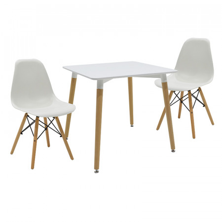Set masa si scaune New Salt & Pepper 4, 3 bucati Alb - Natural