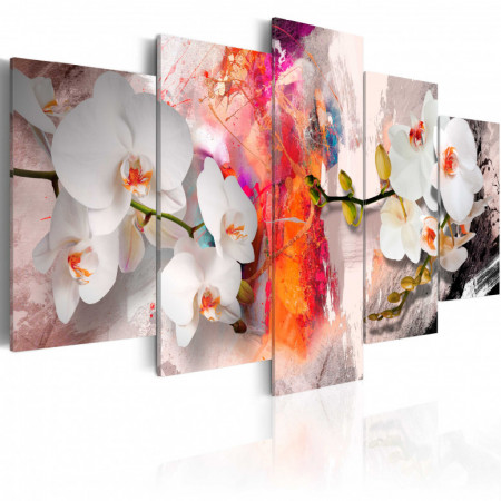 Tablou - Colorful background and orchids 200x100 cm