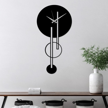 Ceas de perete decorativ din metal Full Negru 62x32 cm
