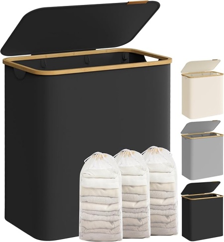 Cos de rufe Negru Songmics 60x38.5x70.5 cm