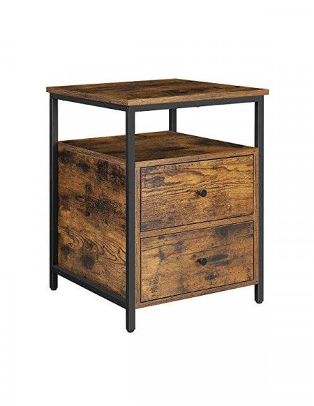 Noptiera, Vasagle, 2 sertare, Maro Rustic, LET067B01, 45 x 45 x 60 cm
