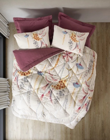 Set Lenjerie si Cuvertura Matlasata Flos Bordo (Bumbac 100%)