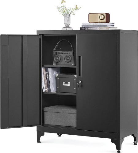 Dulap de depozitare din metal, Songmics, Gri, 80 x 40 x 180 cm