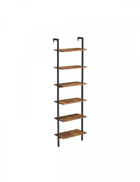 Raft de perete, Vasagle, 6 rafturi, Maro Rustic, LLS103B01, 30 x 205 x 60 cm