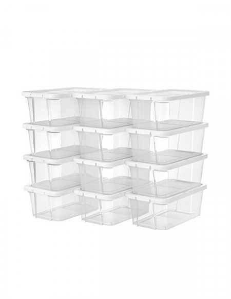 Set 12 cutii de depozitare pentru pantofi, Songmics, LSP12WT, Transparent