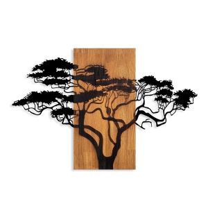 Accesoriu decorativ de perete din lemn si metal Acacia Tree Nuc 90x58 cm - Img 5