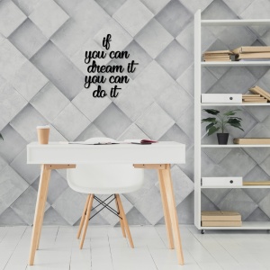 Accesoriu decorativ de perete din lemn si metal If You Can Dream It You Can Do Negru 8x14 cm - Img 2