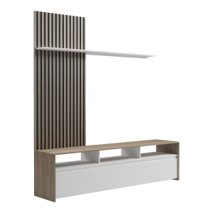 Ansamblu comoda TV Delfina Alb 190x40x199.5 cm - Img 2