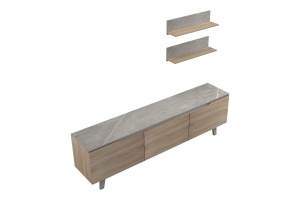 Ansamblu Comoda TV Kasia Stejar-Gri deschis180x35x48.5 cm - Img 5