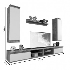 Ansamblu Comoda TV Sandro Oak 175x37x160 cm - Img 5