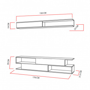 Ansamblu Comoda TV Sims Alb-Teak - Img 8