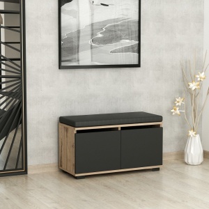 Banca cu dulap pantofi Drago Nuc 80x42x35 cm - Img 2
