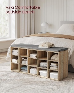 Bancuta hol cufar cu depozitare, Vasagle, Oak, 30 x 105 x 48 cm - Img 4