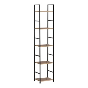 Biblioteca Azuel stejar negru otel 29x23.5x144 cm