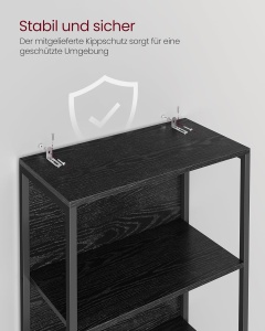 Biblioteca cu lumina LED Vasagle Negru 60x30.3x178 cm - Img 6