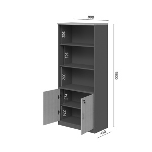 Biblioteca Fesialo, Antracit, 80x40x180 cm - Img 9