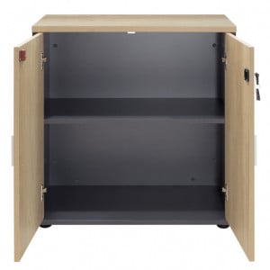 Biblioteca Lotus din stejar - culoare gri inchis 80x40x80cm - Img 3