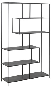 Biblioteca Seaford, Negru, 185x114x35 cm - Img 5
