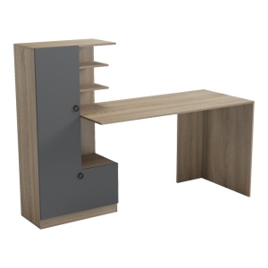 Birou cu biblioteca, Felanbo, Pako, Antracit 160x60x125 cm - Img 2