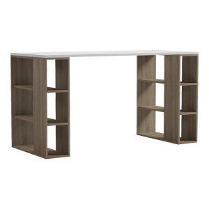 Birou cu raft, Colmar, Alb, 60x140x75 cm - Img 2