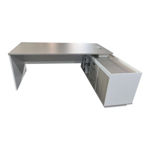 Birou de colt Armadi, Pako World, Sonoma-Alb, 200x80x75 cm - Img 6