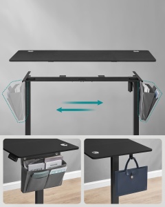 Birou reglabil Songmics Negru 140x60x120 cm - Img 4
