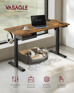 Birou reglabil, Vasagle, Maro-Negru, 140×60×72-120 - Img 3