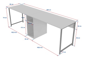 Birou Twin Study Desk Antracit - Img 9