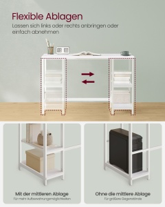Birou Vasagle Alb 120x60x75 cm - Img 3