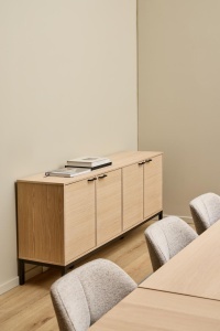 Bufet Kensington, Negru mat, 80x180x40 cm