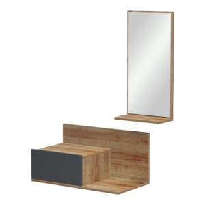 Bufet suspendat cu oglinda, Miranda, Pako, Stejar 60x30x89.5 cm - Img 4