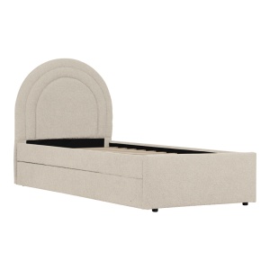 Cadru de pat Extensibil, Arcuate, Bej, 214x107.5x115 cm - Img 2