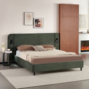 Cadru de pat LED Fomo, Verde, 215x217x110 cm